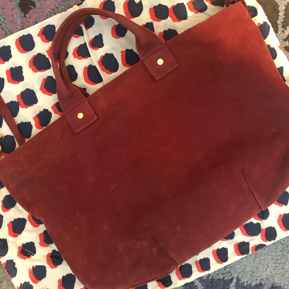 Clare Vivier Wine Nubuck Messenger Bag